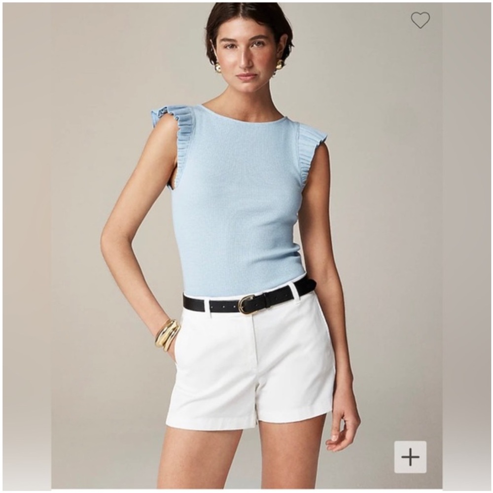 J. Crew Light Blue Rib Ruffle Boatneck Tank - Picture 6 of 8